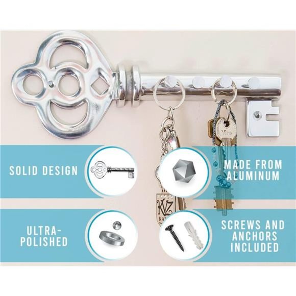Decorative Wall Mounted Key Holder - Multiple Key Hooks Rack for Entryway - Picture 6 of 7
